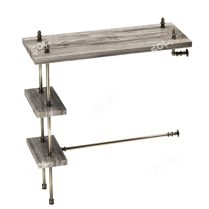 Rustic Steel & Pine Bar Counter 3D model image 1