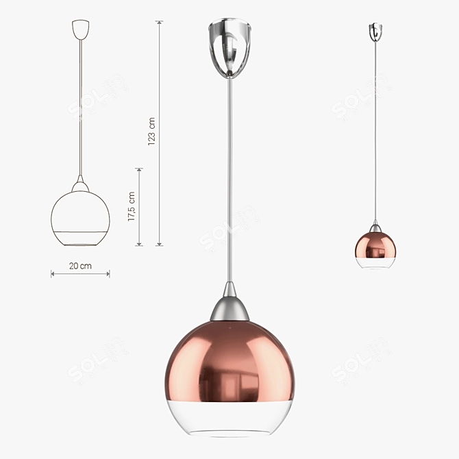 Globe Copper Pendant Light 3D model image 1