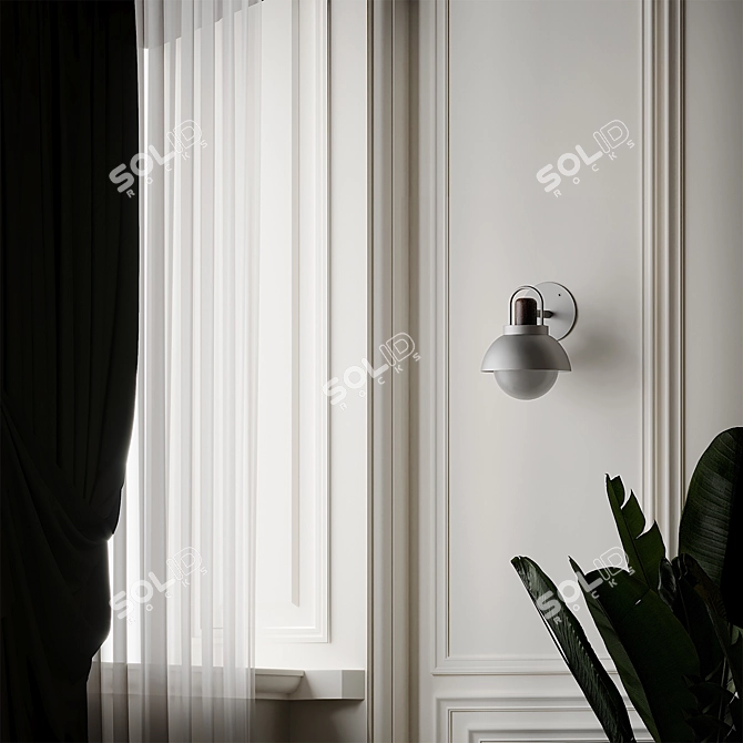 Sleek Arc Vanity Sconce 3D model image 9