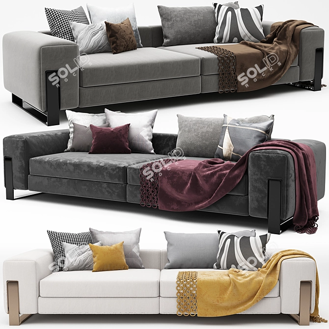 Sleek Modern Sofa Set 3D model image 1