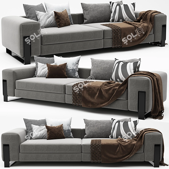 Sleek Modern Sofa Set 3D model image 2