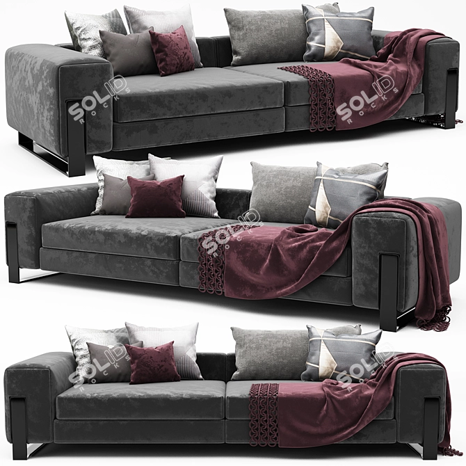 Sleek Modern Sofa Set 3D model image 4