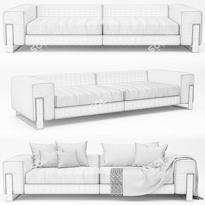 Sleek Modern Sofa Set 3D model image 5