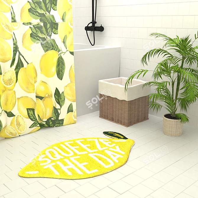 Lemon Squeeze Bath Mat Urban Outfitters 3D model image 4