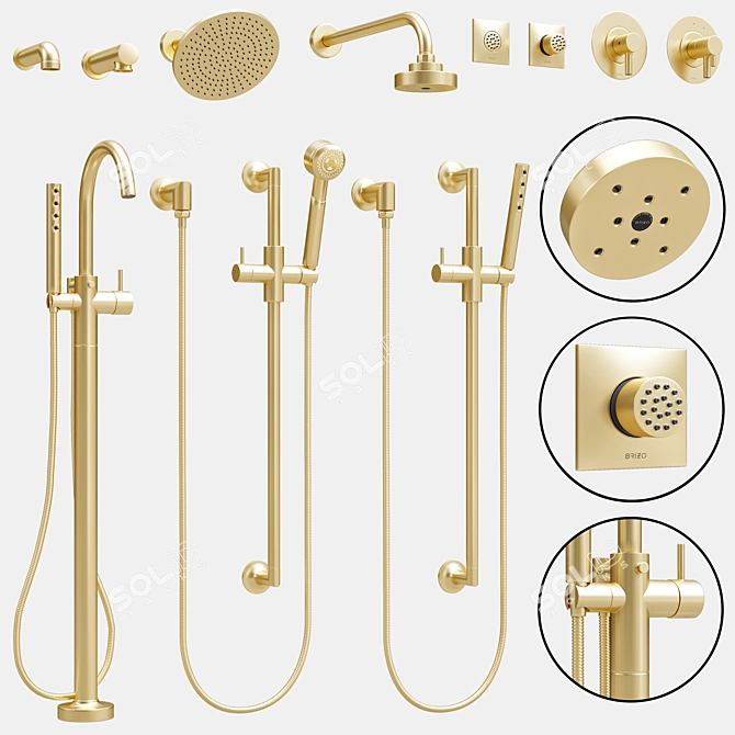 Luxurious Brizo Odin Bathroom Faucet Collection 3D model image 2
