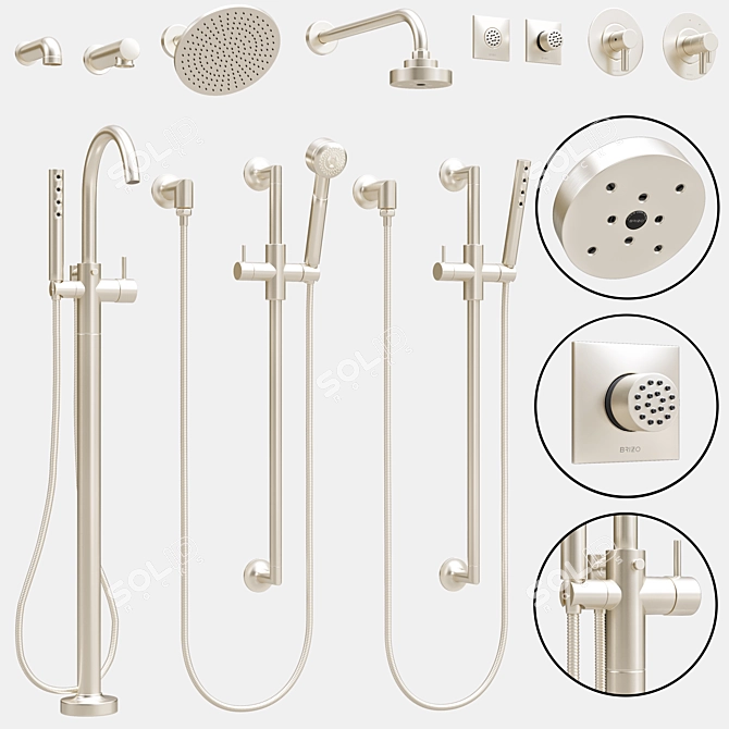 Luxurious Brizo Odin Bathroom Faucet Collection 3D model image 4