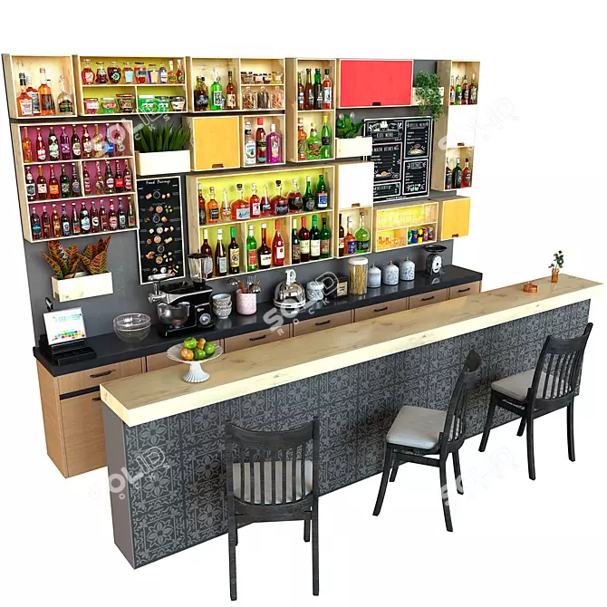 Colorful Alcohol Bar Set 3D model image 1