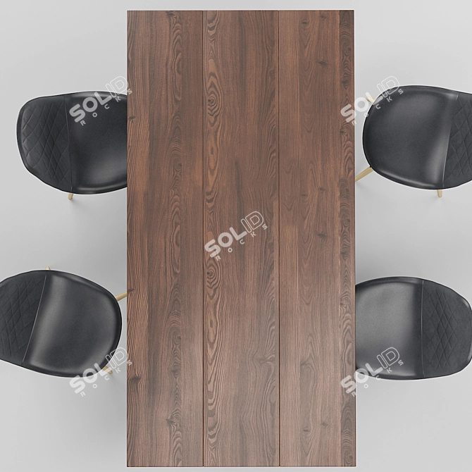 Solid Wood Dining Table Set 3D model image 2