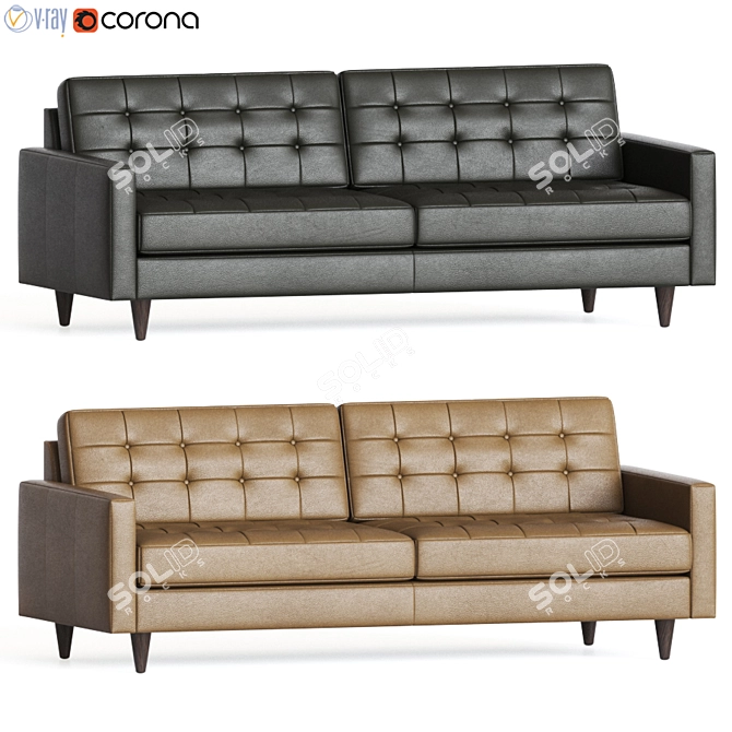 Elegant Eliot Leather Sofa 3D model image 1