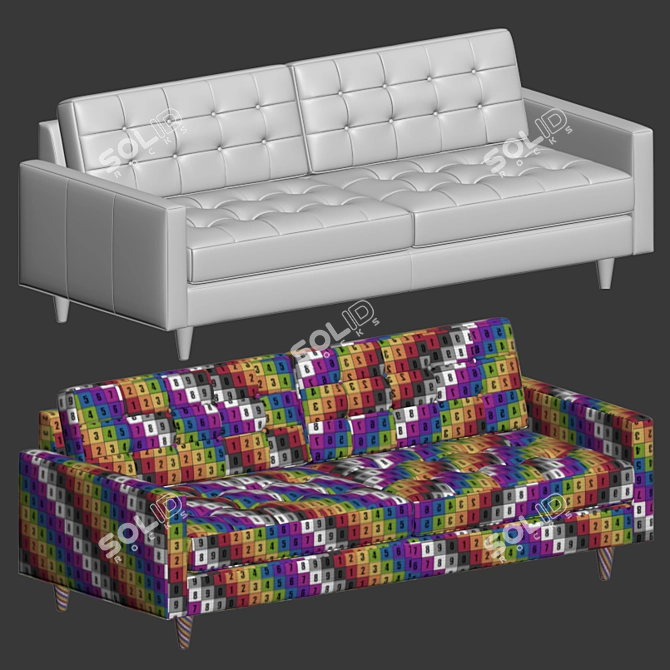 Elegant Eliot Leather Sofa 3D model image 2