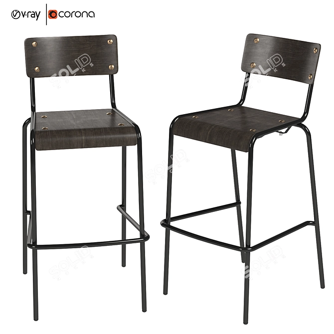 Modern Industrial Agape Bar Stool 3D model image 1