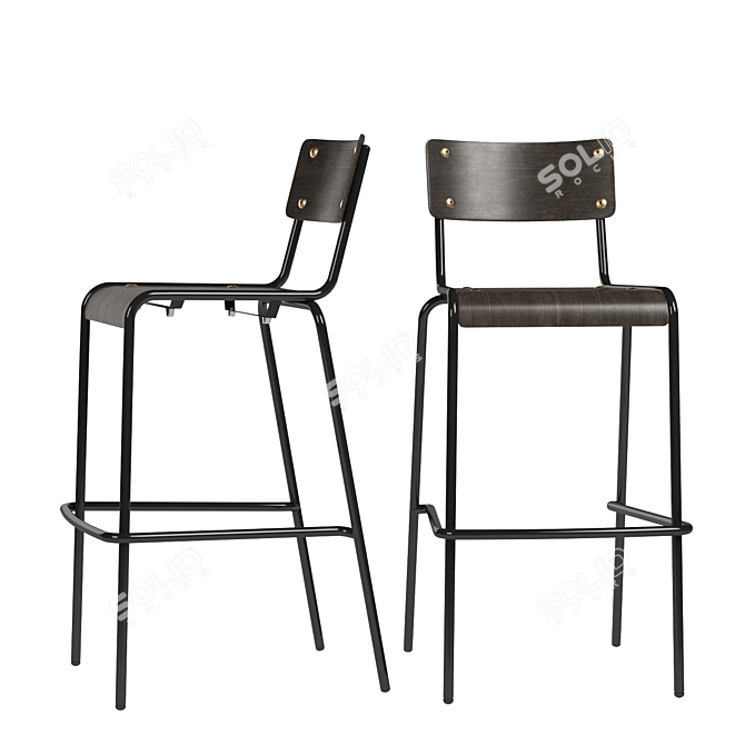 Modern Industrial Agape Bar Stool 3D model image 2