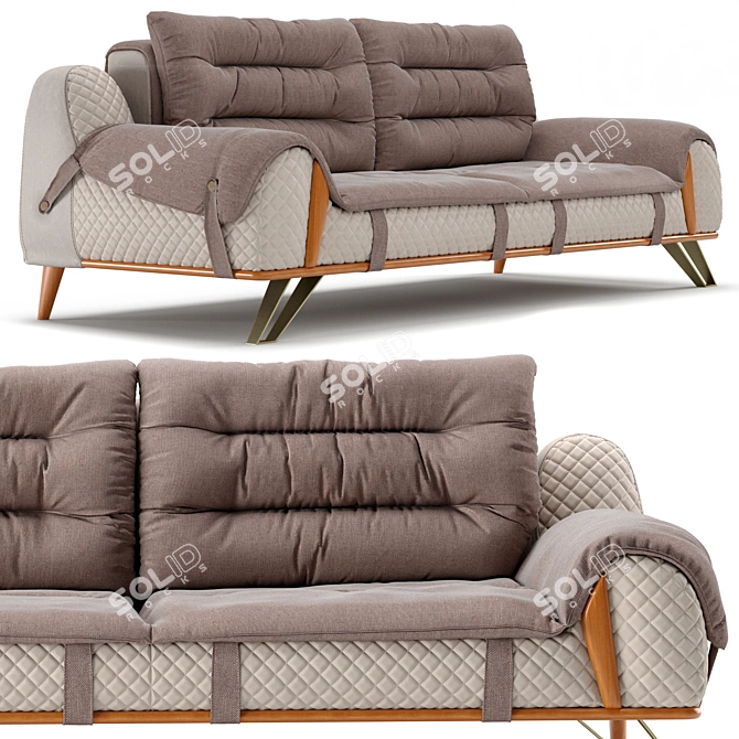 Berre Valentio-2 Luxurious Gold Fabric Sofa 3D model image 1