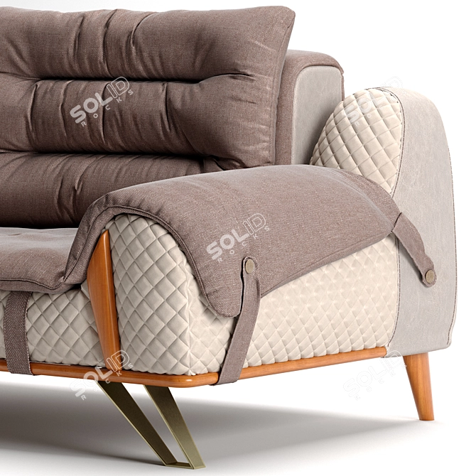 Berre Valentio-2 Luxurious Gold Fabric Sofa 3D model image 2