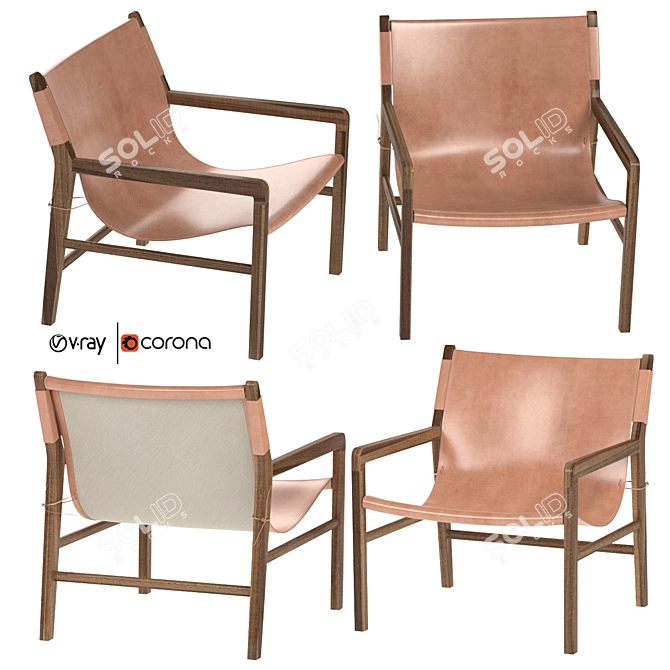 Whiskey Leather Lounge 1: Luxury Armchair 3D model image 1