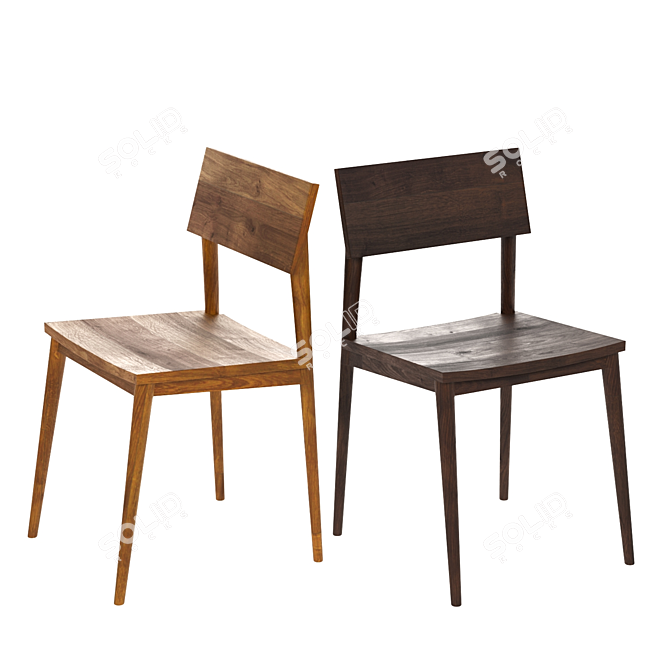 Classic Wood Dining Chair 3D model image 3