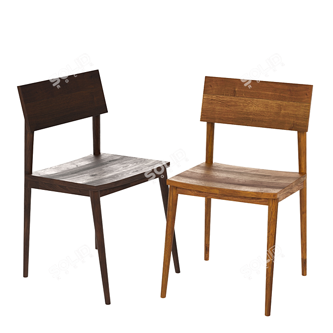 Classic Wood Dining Chair 3D model image 6