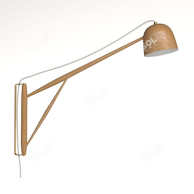 Elegant White Oak Crane Swing Lamp 3D model image 1