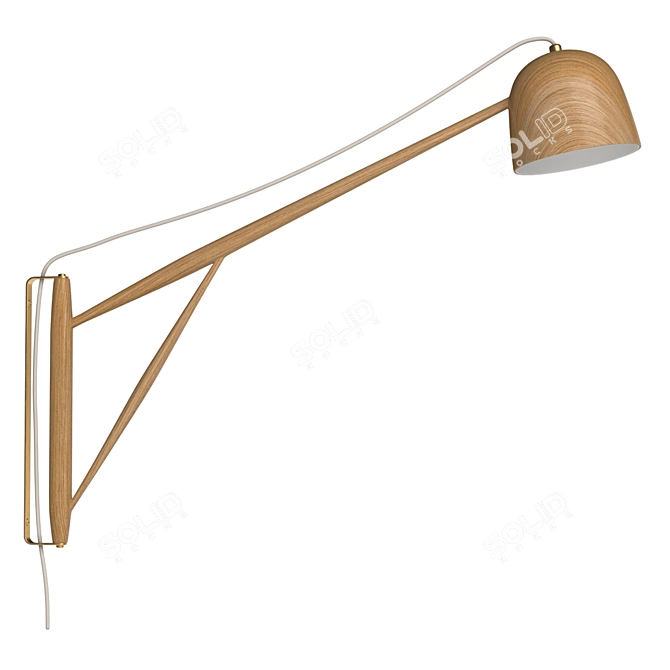 Elegant White Oak Crane Swing Lamp 3D model image 6