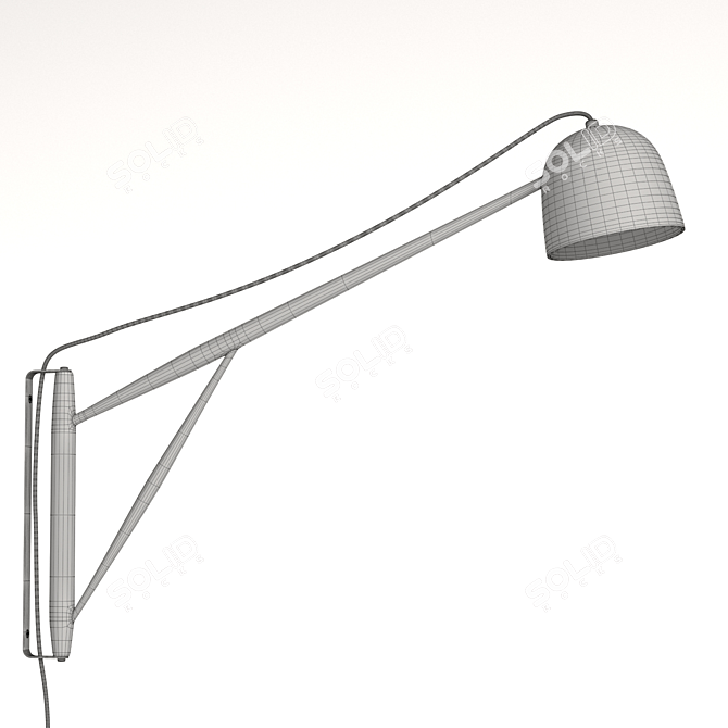 Elegant White Oak Crane Swing Lamp 3D model image 9