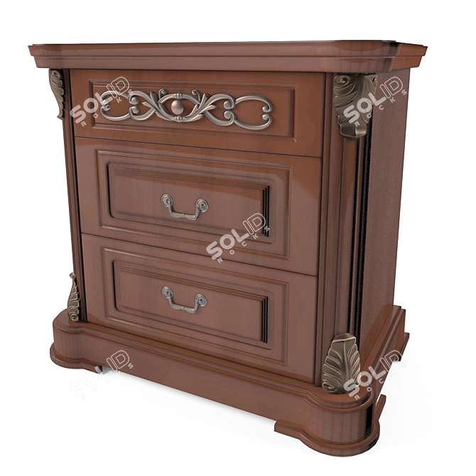 Sleek Oak Chest of Drawers 3D model image 1