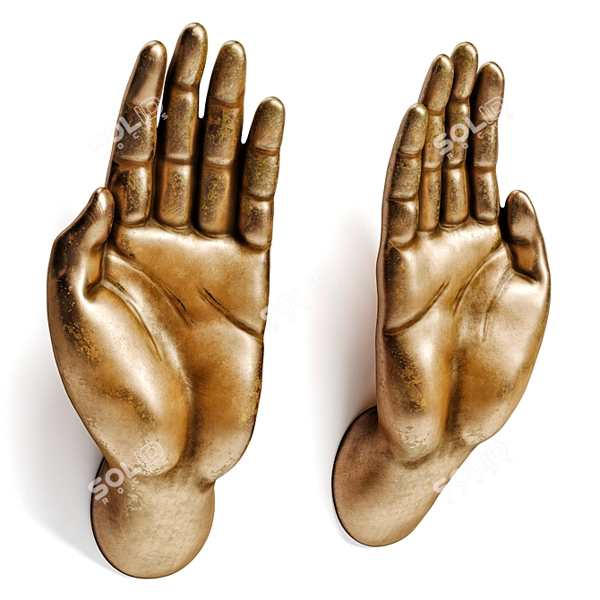 /Russian-English Translation/ Hands Handles, Vintage Bronze or Painted Wood, 64x47x165mm 3D model image 1