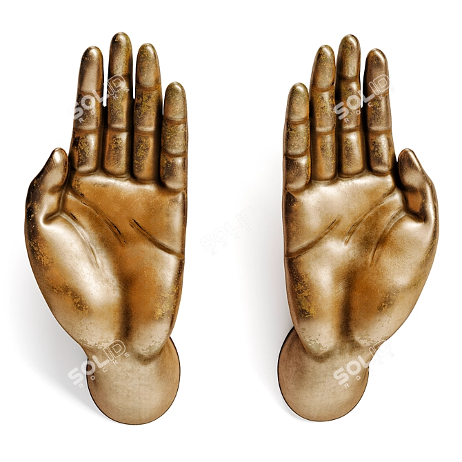 /Russian-English Translation/ Hands Handles, Vintage Bronze or Painted Wood, 64x47x165mm 3D model image 2