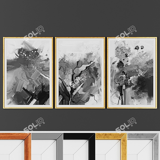 Title: Versatile 3-Piece Picture Frame Set 3D model image 1