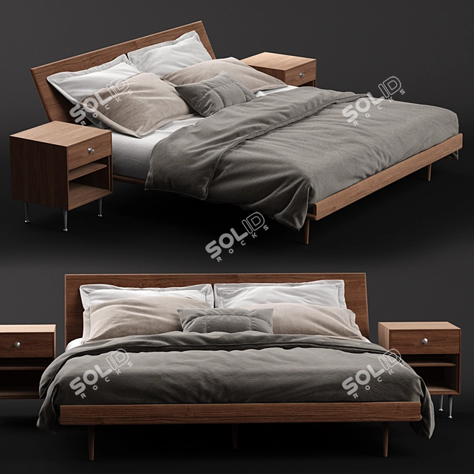 Sleek Nelson King Bed Set 3D model image 2