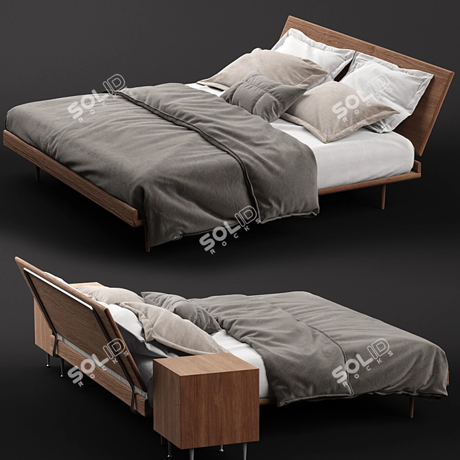Sleek Nelson King Bed Set 3D model image 4