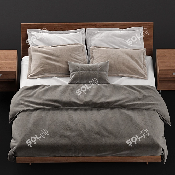 Sleek Nelson King Bed Set 3D model image 5