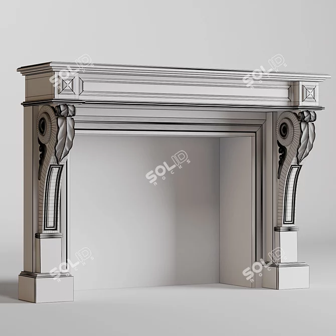 Modern Electric Fireplace: 1050x1467mm 3D model image 3