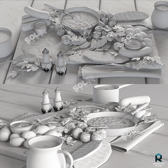 Ultimate English Breakfast Platter 3D model image 3