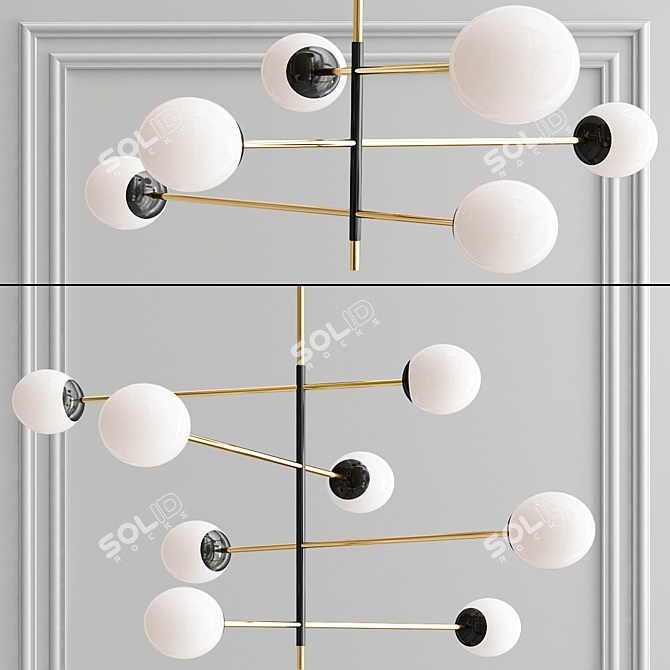 Elegant Nevia Pendant Light: Golden Frame, White Shade 3D model image 2