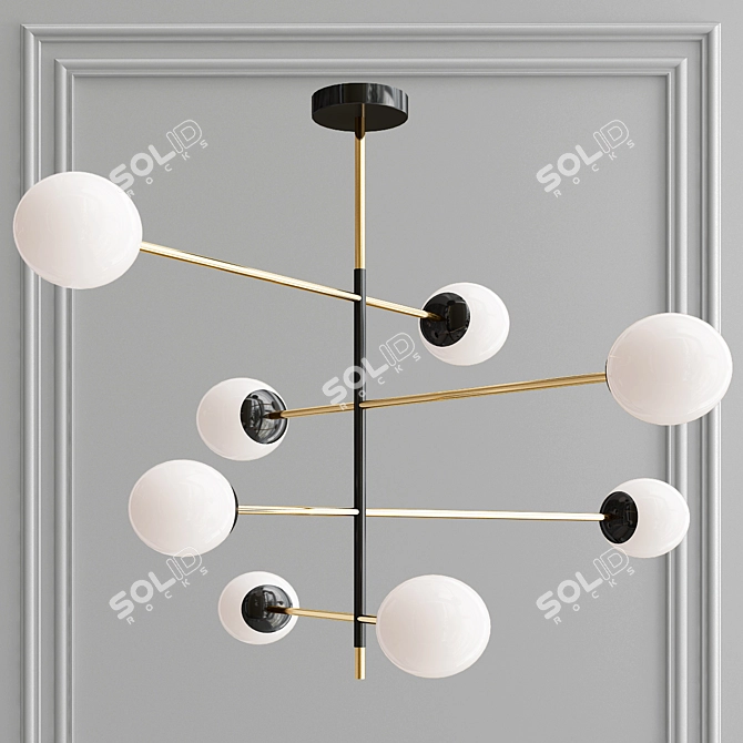 Elegant Nevia Pendant Light: Golden Frame, White Shade 3D model image 4
