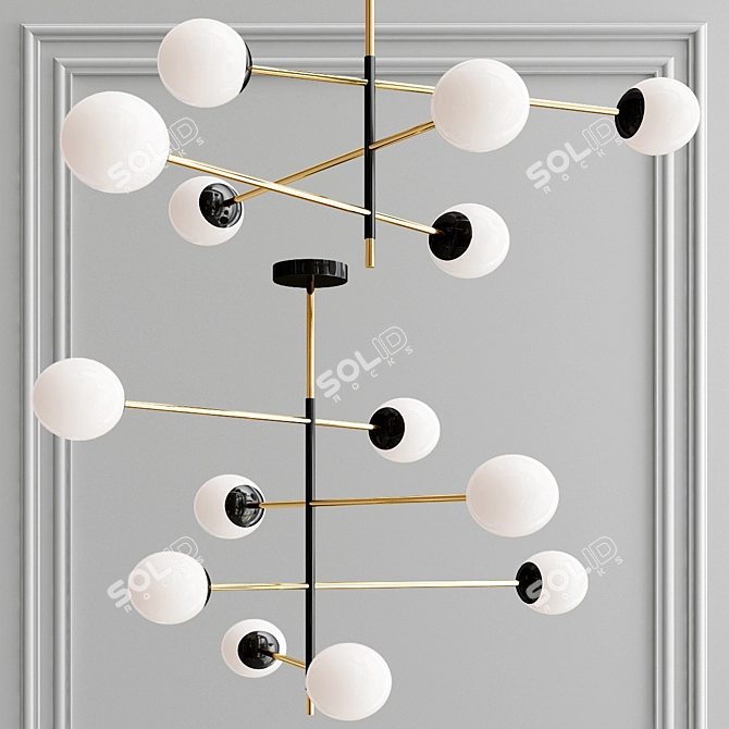 Elegant Nevia Pendant Light: Golden Frame, White Shade 3D model image 5