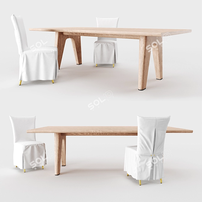 Sleek Flexform Monreale Dining Set 3D model image 1