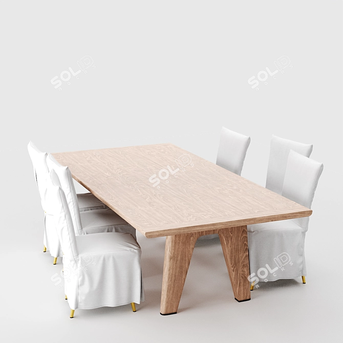 Sleek Flexform Monreale Dining Set 3D model image 2