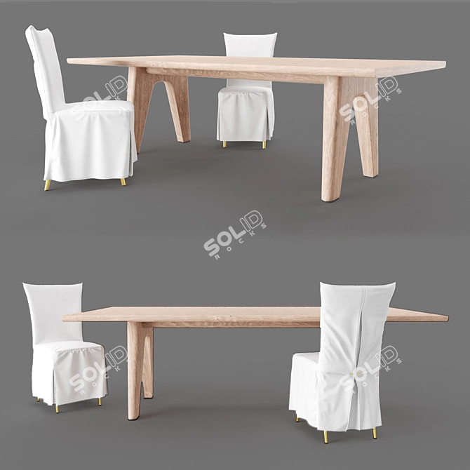 Sleek Flexform Monreale Dining Set 3D model image 4