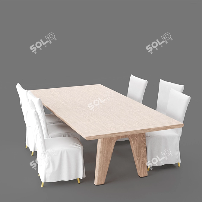 Sleek Flexform Monreale Dining Set 3D model image 5