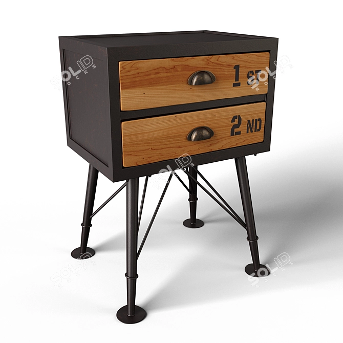 Sleek Loft Nightstand 3D model image 2