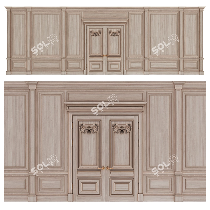  Rustic Wooden Frame Wall Set 3D model image 1