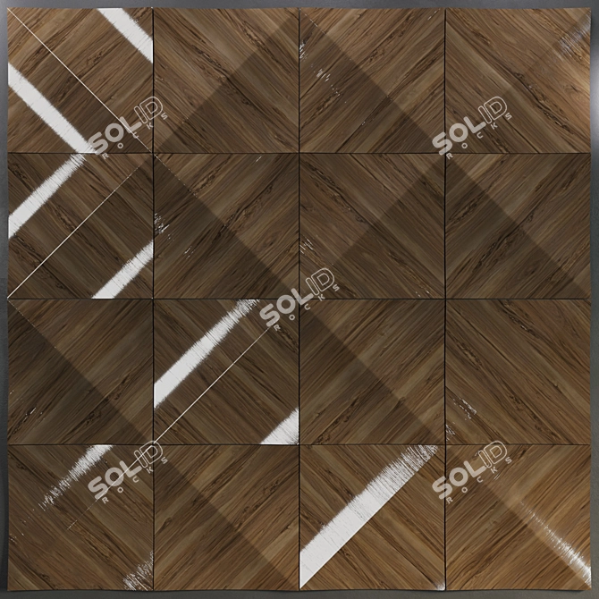 Reef Wood Wall Panels: Stylish & Durable 3D model image 3