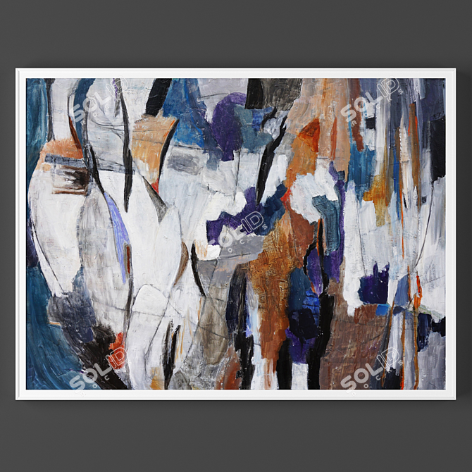 Modern Art Framed Painting 3D model image 1