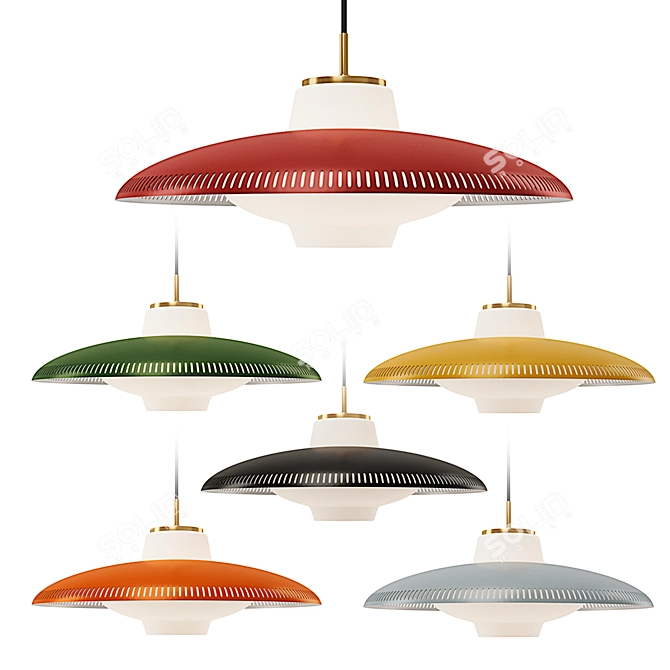 Vintage Opal Pendant by WARM Nordic - 6 Shades, 450mm x 170mm 3D model image 1