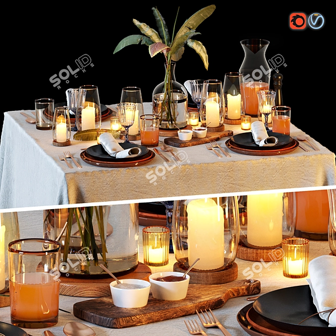 Elegant Table Setting Set 3D model image 1