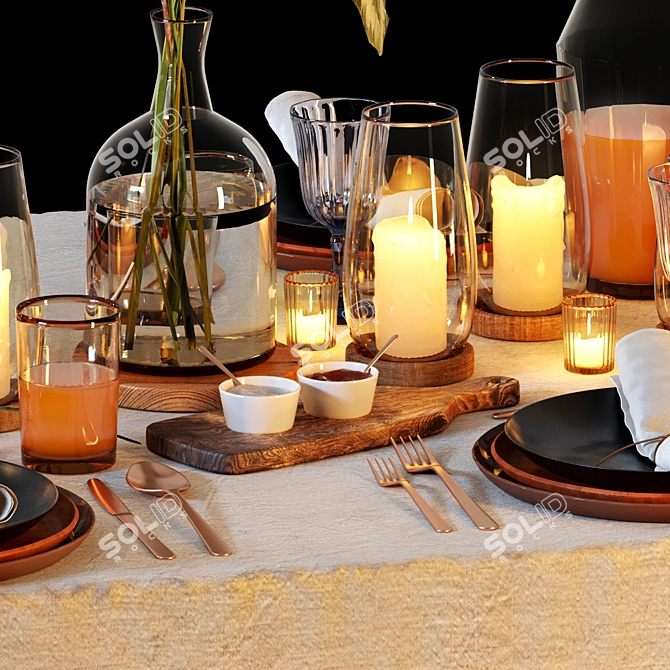 Elegant Table Setting Set 3D model image 3