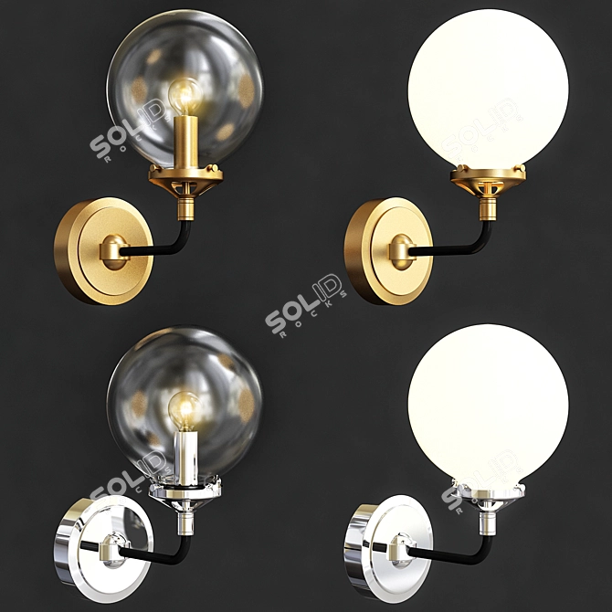 RH Bistro Globe Brass Sconce 3D model image 1