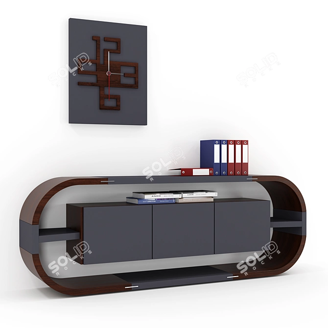 Executive Office Table Set with Side Cabinet 3D model image 3