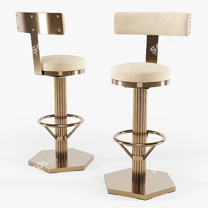 Title: Luxury Swivel Gold Bar Chair 3D model image 1